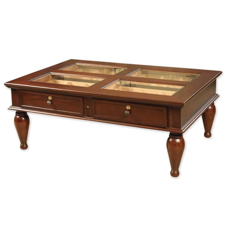 Quality Importers coffee table furniture humidor holding 400 cigars