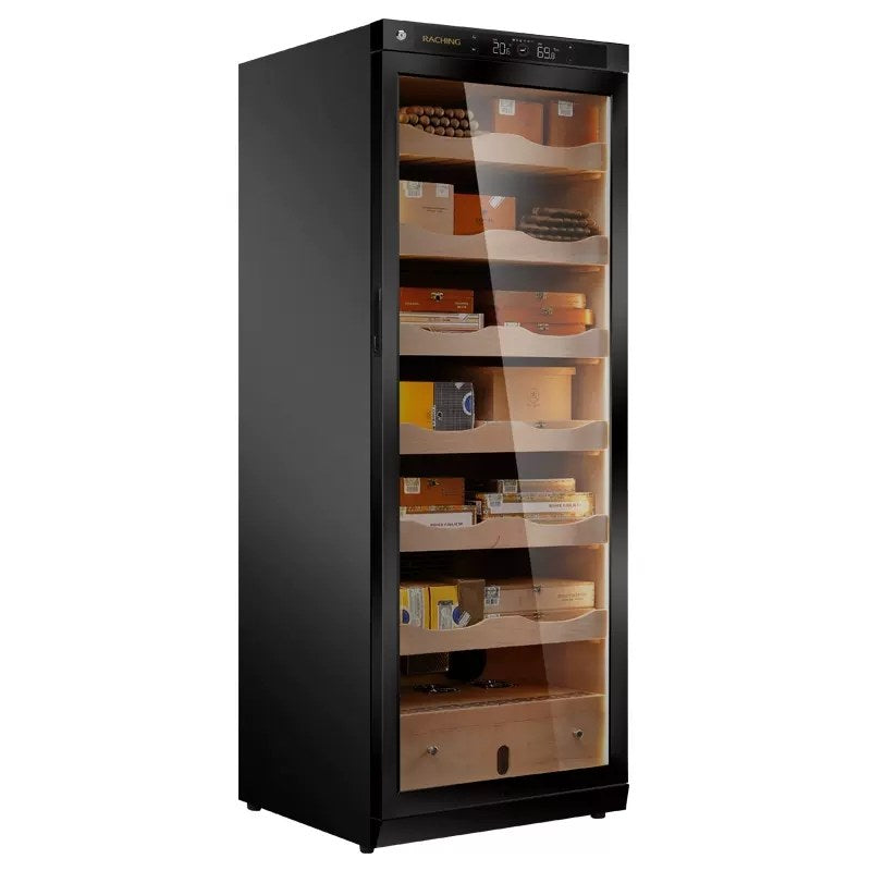 Raching C330A 1,500-Cigar Electric Cabinet cigar humidor, black side view