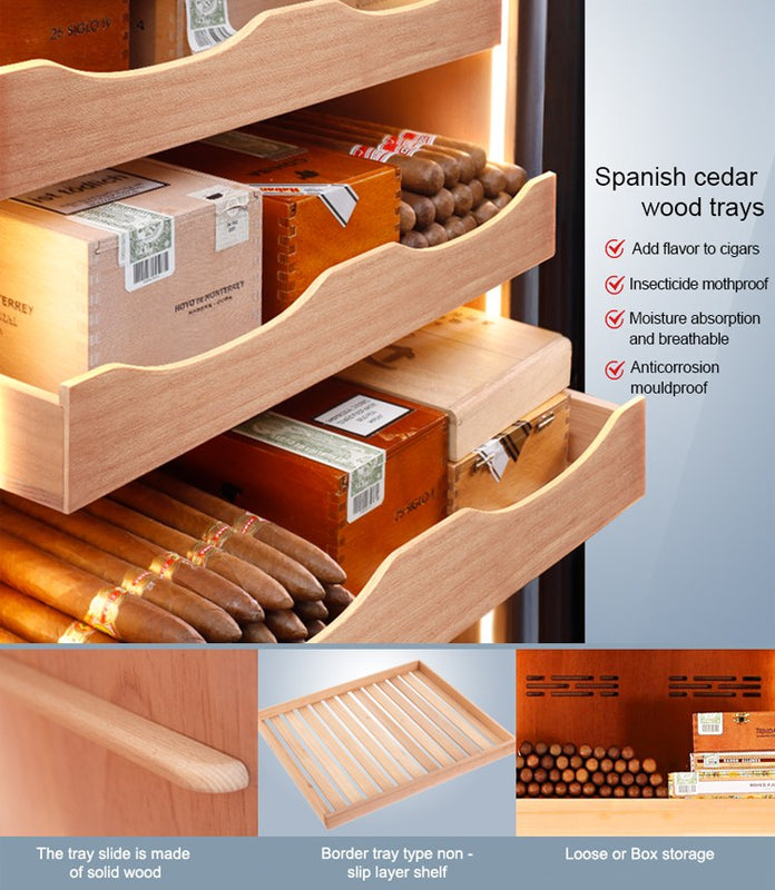 Raching C330A 1,500-Cigar Electric Cabinet cigar humidor, Spanish cedar trays
