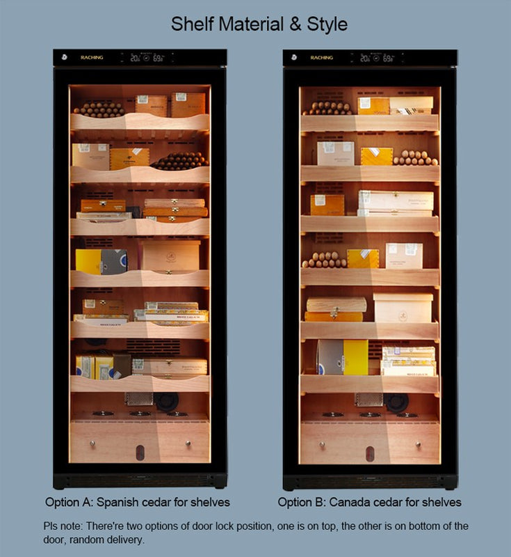 Raching C330A 1,500-Cigar Electric Cabinet cigar humidor, Spanish or Canadian cedar shelf options
