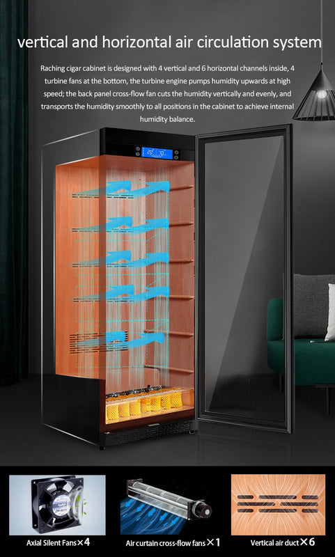 Raching CS600 3,000-Cigar Double Door Electric Cabinet cigar humidor, air circulation system