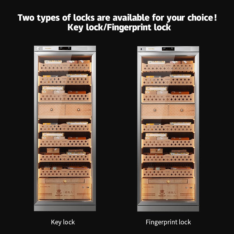 Raching CT48A 4,000-Cigar Stainless Steel Electric Cabinet cigar humidor, key lock and fingerprint lock options