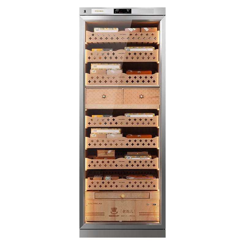 Raching CT48A 4,000-Cigar Stainless Steel Electric Cabinet cigar humidor, front view
