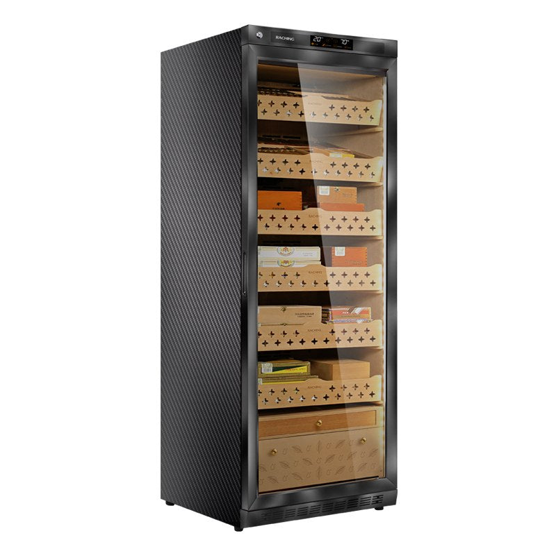 Raching MON2800A 1,500-Cigar Electric Cabinet cigar humidor, black side view