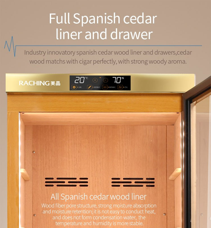 Raching MON2800A 1,500-Cigar Electric Cabinet cigar humidor, Spanish cedar liner and drawer