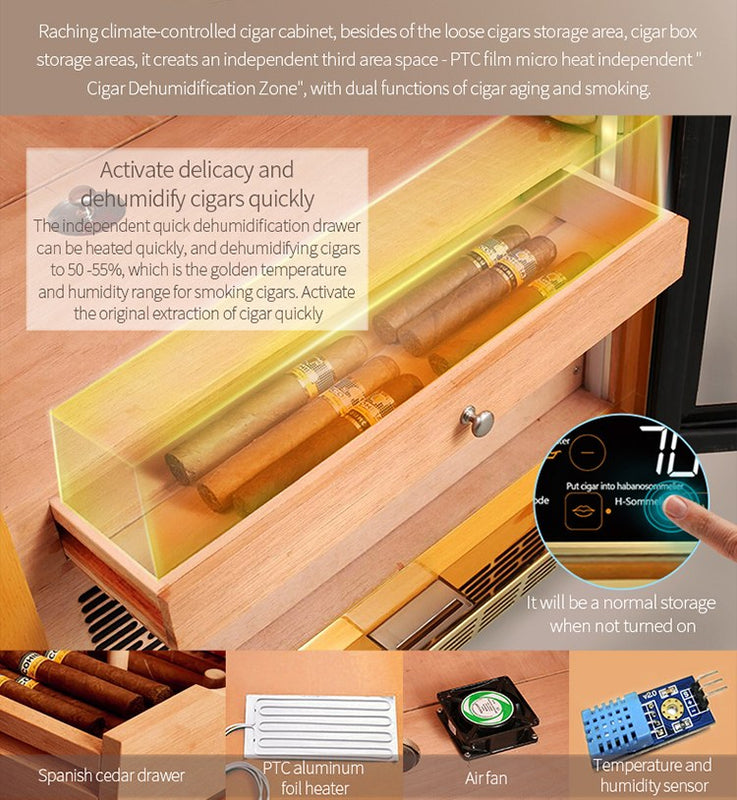 Raching MON5800A 4,000-Cigar Electric Cabinet cigar humidor, Spanish cedar drawer