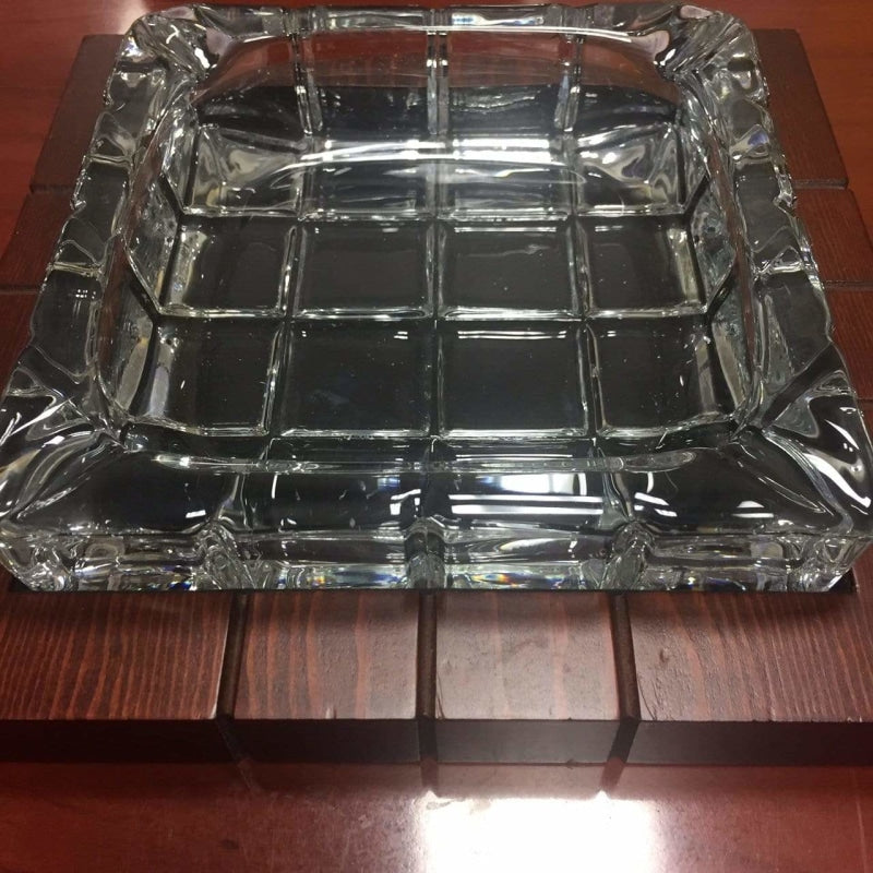 Prestige Import Wood & Crystal Cross-Hatch Ashtray